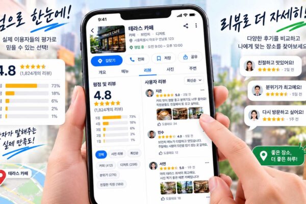 후기 vs 평점 플레이스에서 사용자 리뷰와 별점을 비교하는 화면
